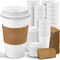 100 Pack 16 oz Disposable Coffee Cups with Lids and Sleeves Leak-Proof White Paper Cups, Insulated To Go Hot Beverage Cups